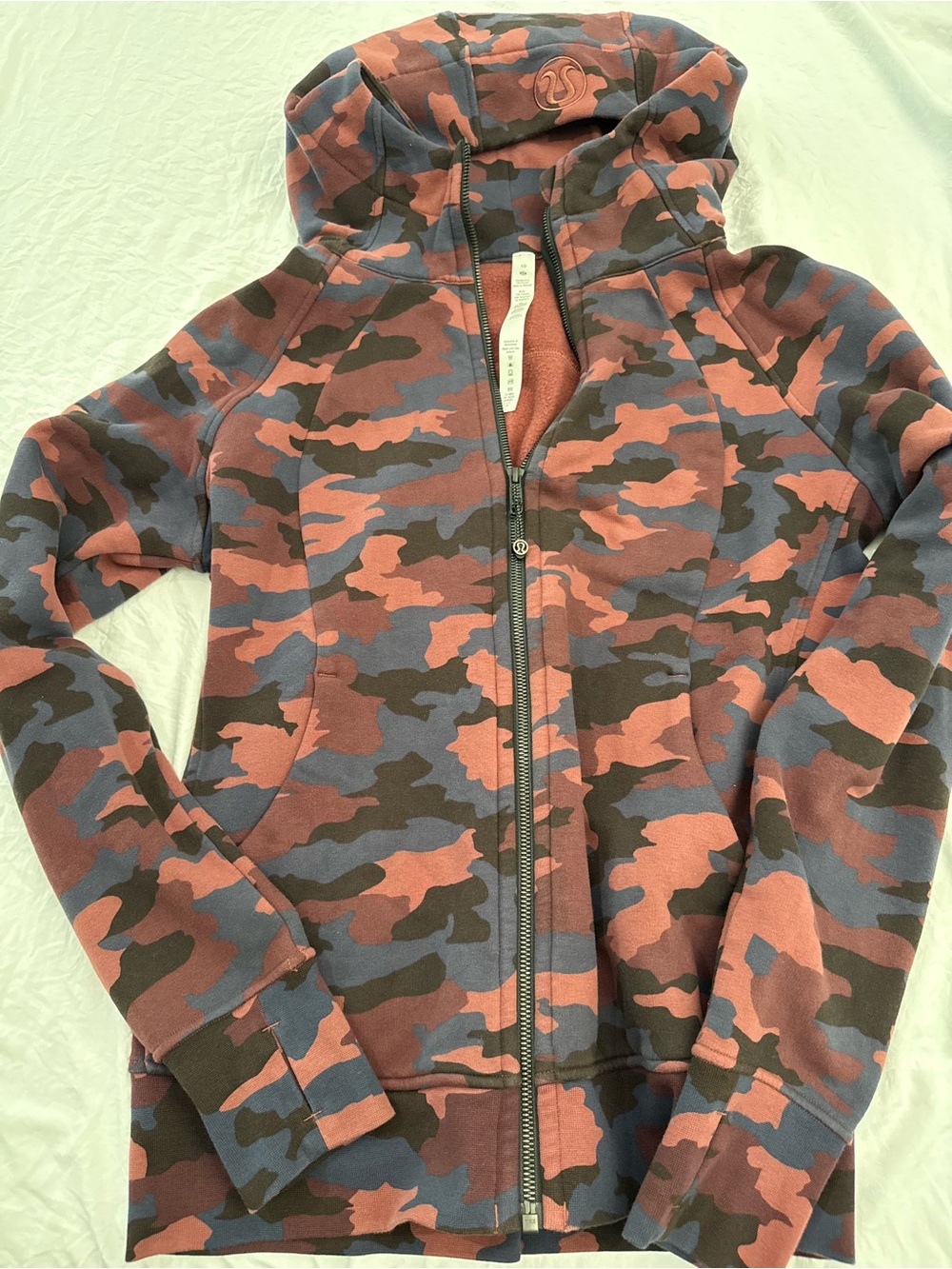 lululemon athletica Rust and Navy Camo Fleece Zipup Hoodie